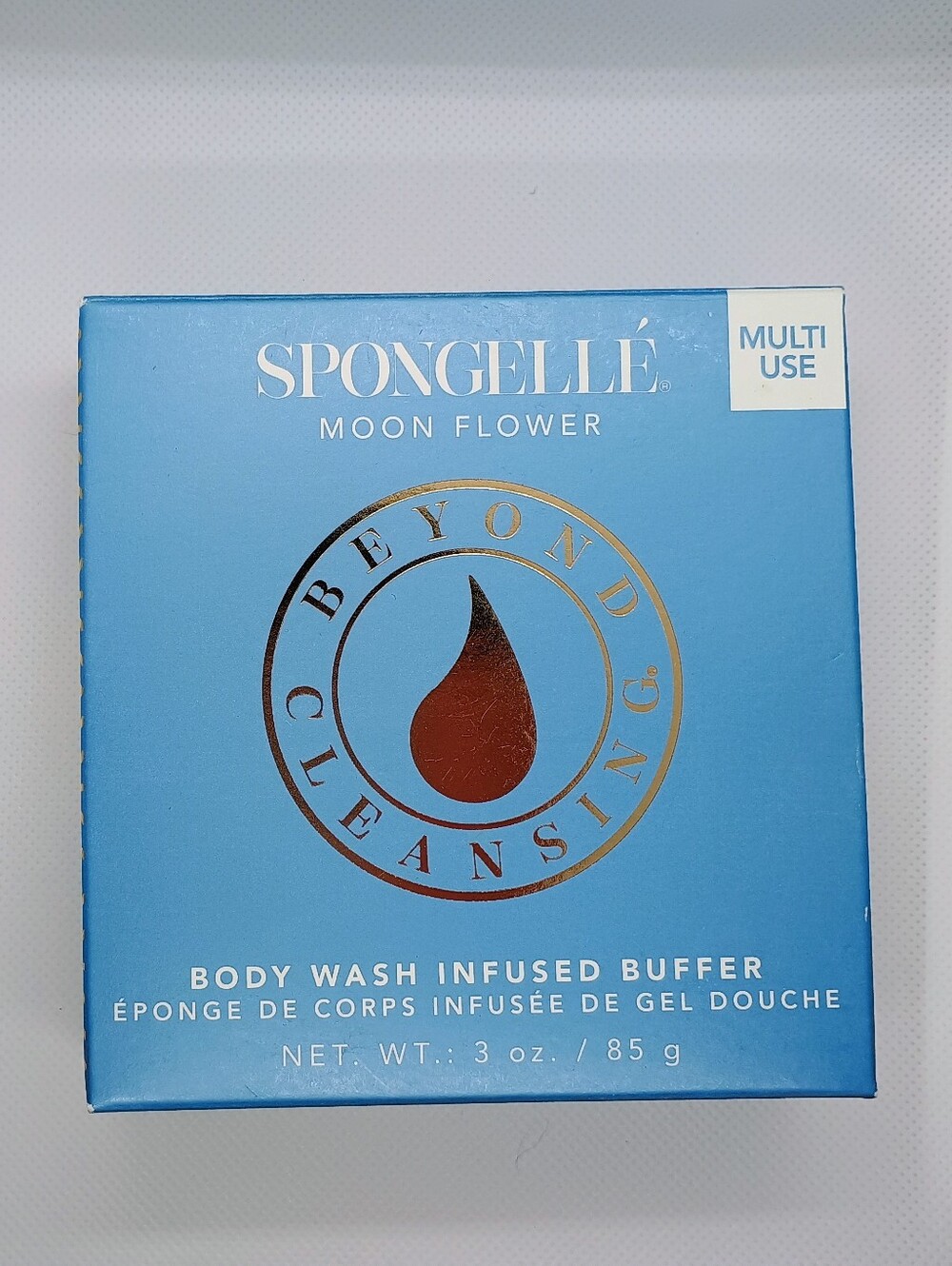 Spongellé Moon Flower Body Wash Infused Buffer - Blue with Gold Accents